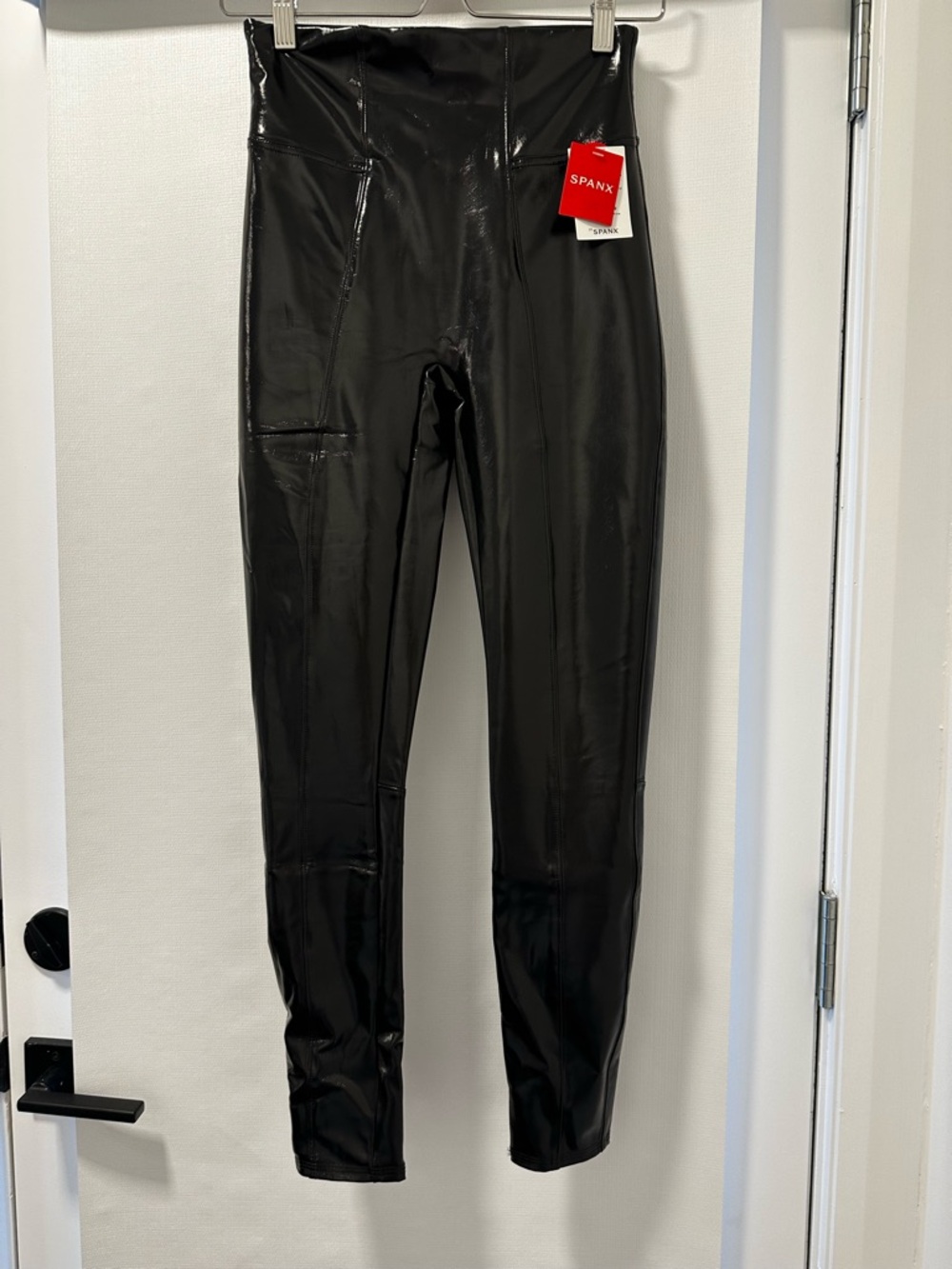 SPANX Glossy High-Waist Faux Leather Leggings - Black